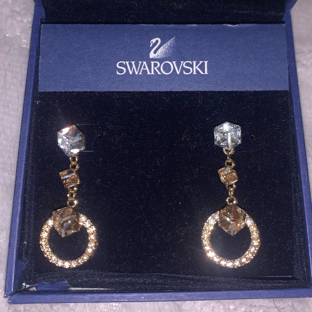 Swarovski Geometric Drop Earrings